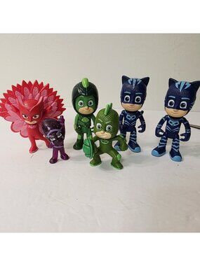 6 PJ Masks Mix Figure Lot Ninjalino Gecko Owlette Catboy 2.5" to 3.5" Tall